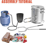 Large 25KG Propane Melting Furnace Kit, 2500°F Stainless Steel Foundry Furnace for Gold, Silver, Copper, Ideal for DIY Metal Casting, Metal Scrap Recycle and Home Foundry Project