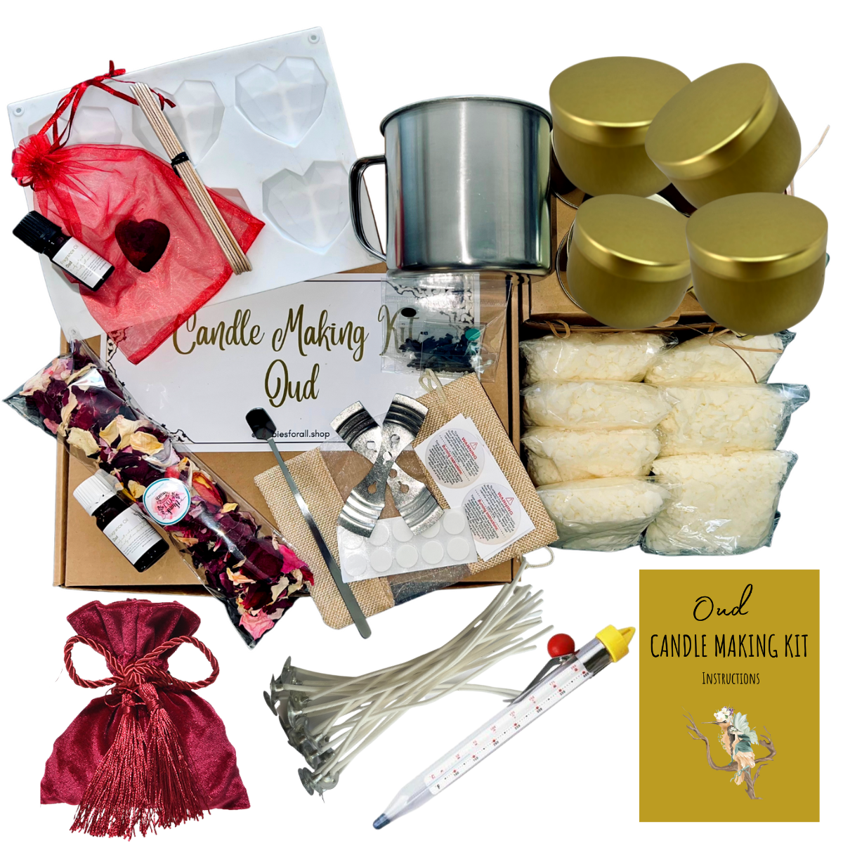 Oud soy wax candle making kit