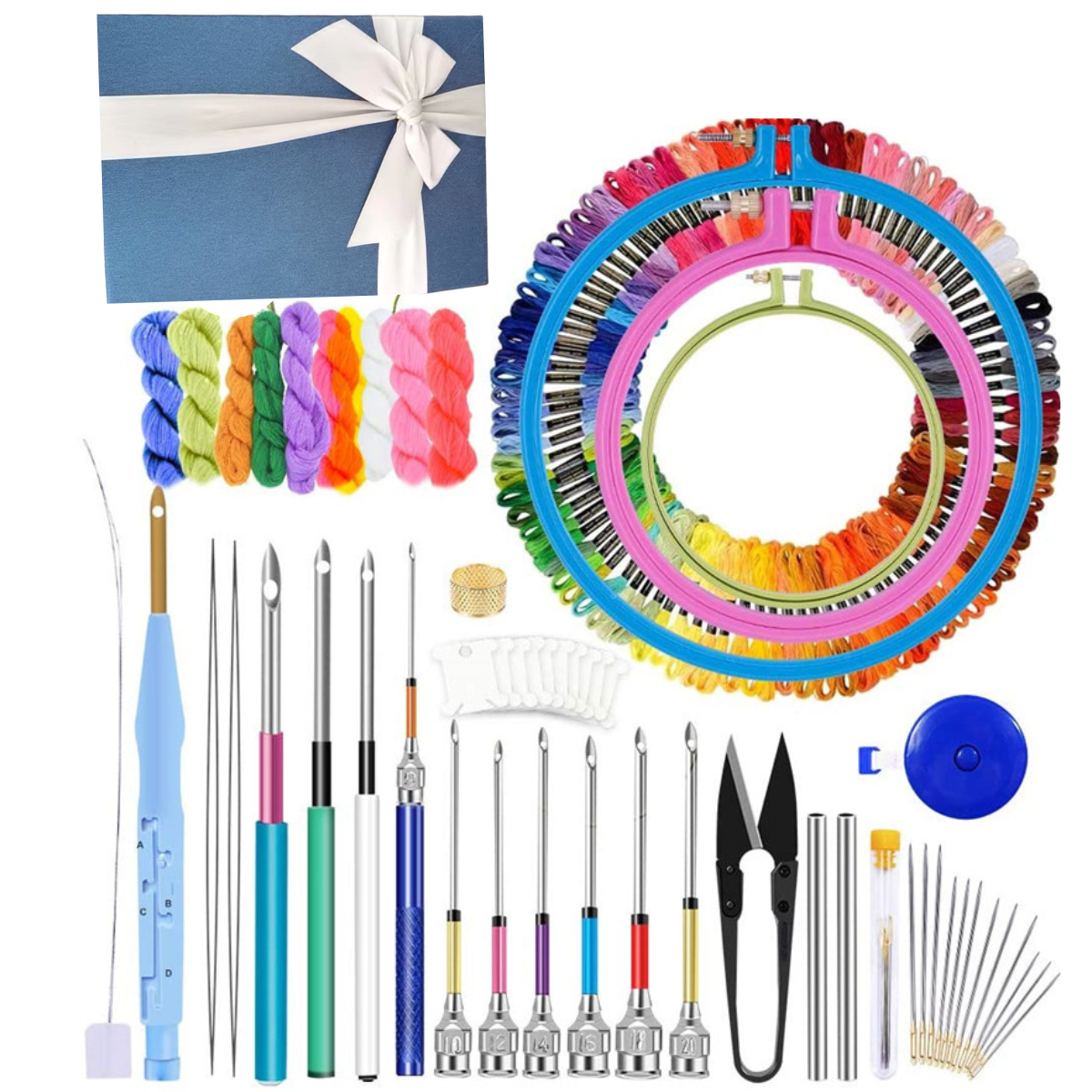156-piece punch needle embroidery and cross stitch kit