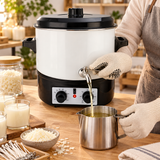 HFA Electric Wax Melter, 1800W Candle Making Pot with Adjustable Temperature Control, Dispensing Tap and Timer, White