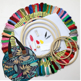 203-piece embroidery starter kit with green storage bag
