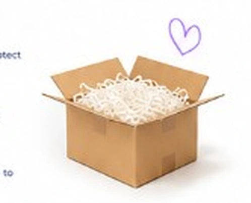 An open delivery box filled with protective packing material